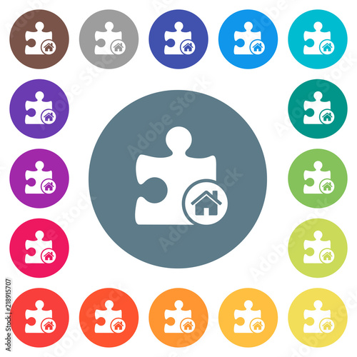 Default plugin flat white icons on round color backgrounds