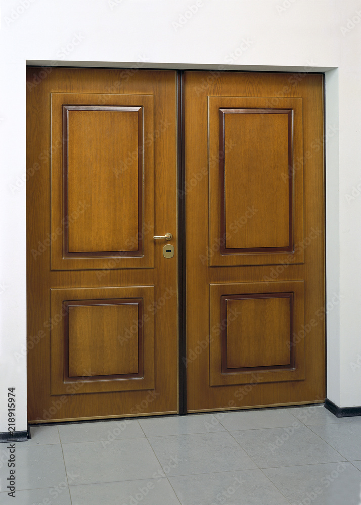 Image of closed wooden security door Image of closed wooden security door