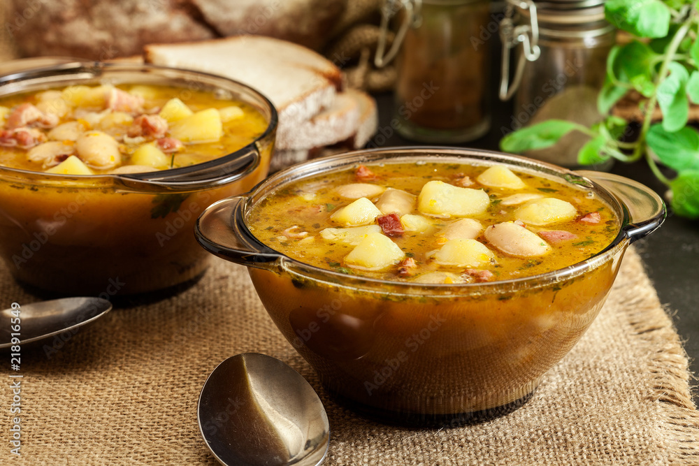 White bean soup with potatoes and bacon White bean soup with potatoes and bacon