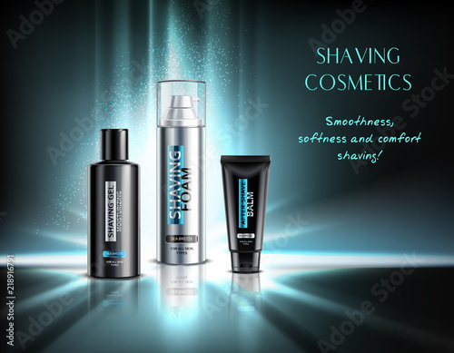Realistic Shaving Cosmetics Advertising Composition