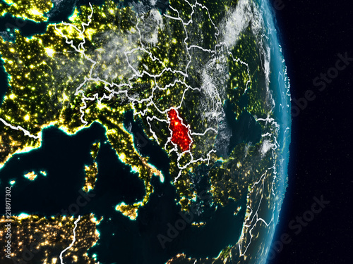 Serbia from space at night