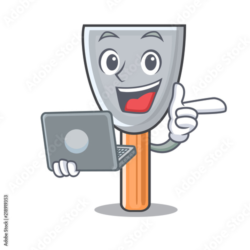 With laptop putty blade character cartoon