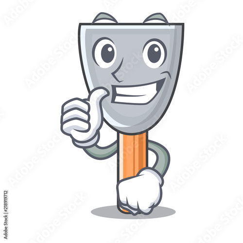 Thumbs up character putty knife isolated