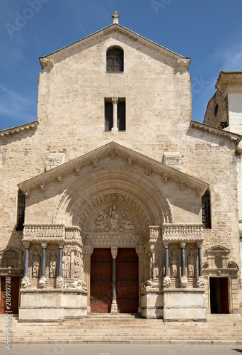   West facade of the Saint Trophime Cathedral in Arles, France. Bouches-du-Rhone,  France © wjarek