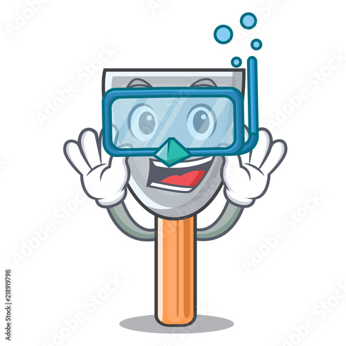 Diving character putty knife isolated