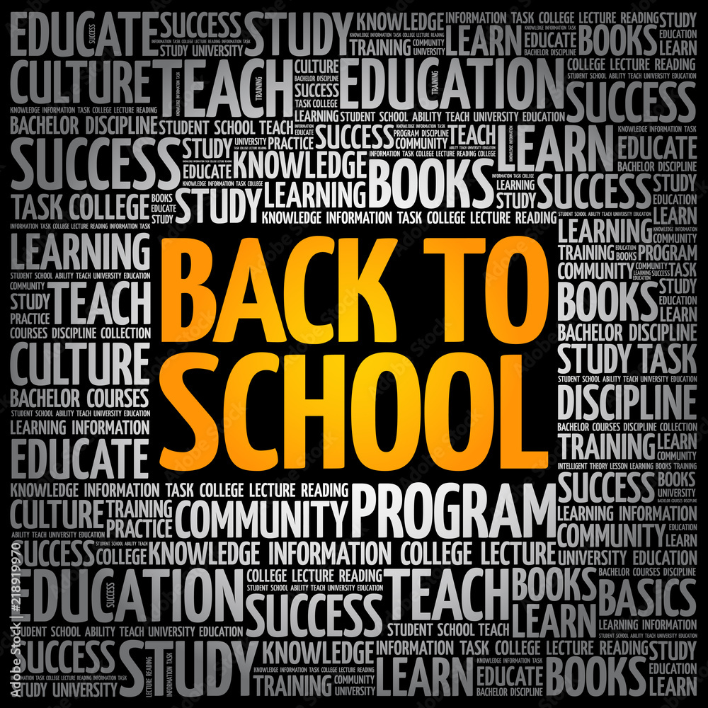 Back to School word cloud collage, education concept background