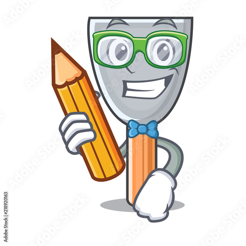 Student character putty knife isolated