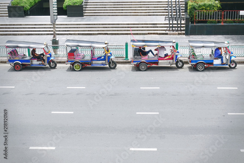 Photography Tuk Tuk Taxi in Bangkok Thailand Waiting for Passengers