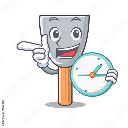 With clock character putty knife isolated