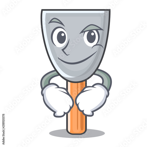 Smirking character putty knife isolated