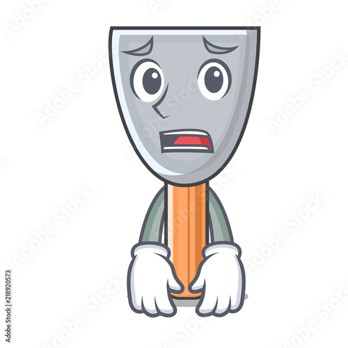 Afraid cartoon putty knife in plaster