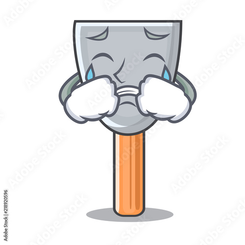 Crying cartoon putty knife in plaster