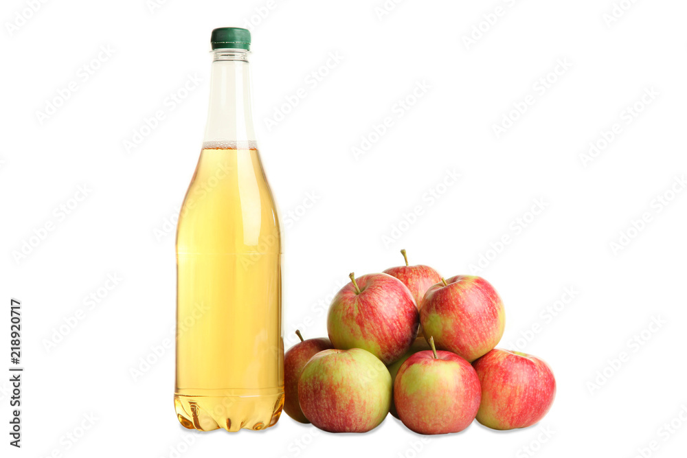 Apple cider in a bottle isolated on white. Apple cider in a bottle isolated on white.