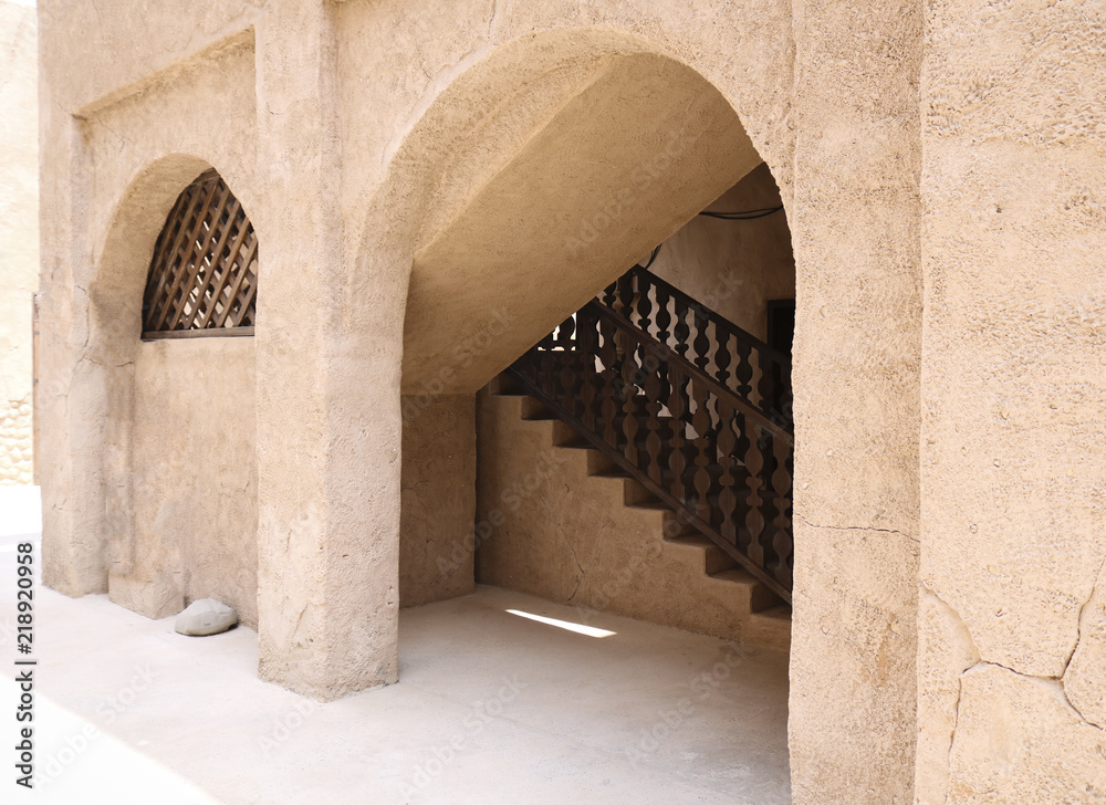 Fototapeta premium Typical Arabic and Middle Eastern architecture. Flight Of Stair Steps