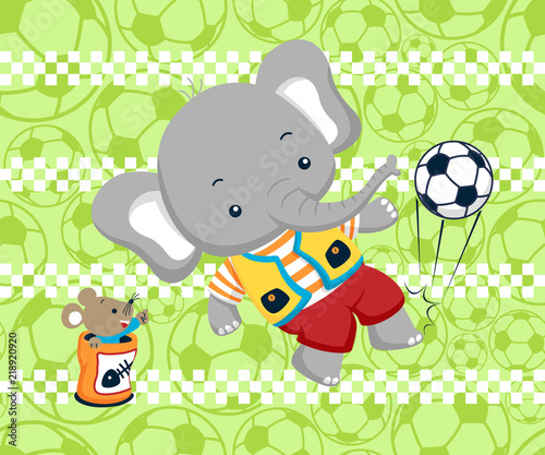 Vector illustration of playing soccer with funny animals