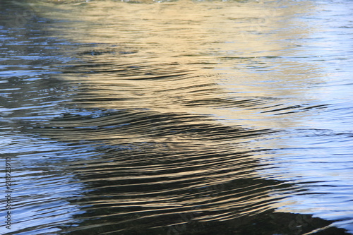 流れが速く、かつ滑らかな川の水面(山口県)