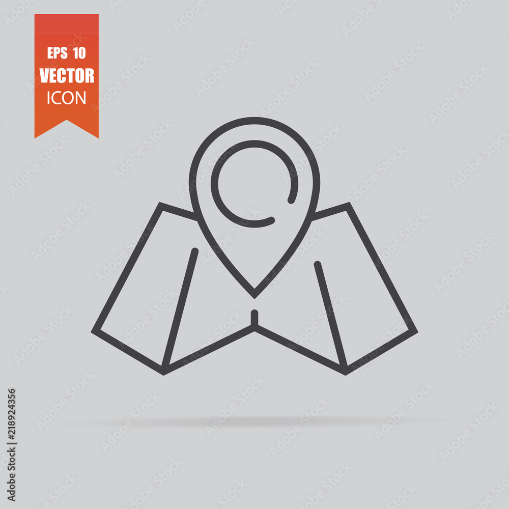 Map icon in flat style isolated on grey background. Map icon in flat style isolated on grey background.