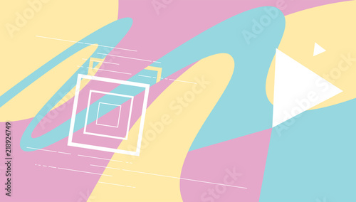 Abstract bright geometric composition with pretty pastels, pale pink and soft blue compositional artwork with pastel color palettes squares and triangles, background pastel concept