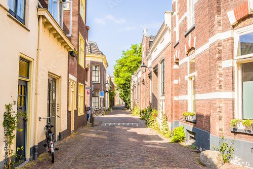 Fototapeta Naklejka Na Ścianę i Meble -  The historic center of Utrecht with typical colonial houses. Utrecht is  the fourth largest city in the Netherlands.