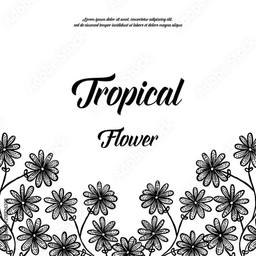 Tropical flower frame greeting card vector illustration