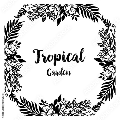 Tropical garden floral hand draw vector illustration