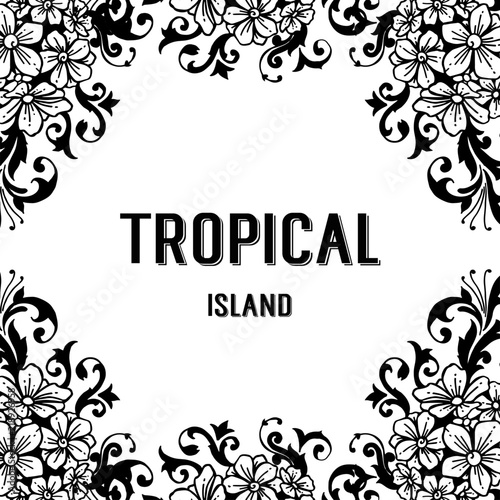 Tropical island card wth flower design vector illustration
