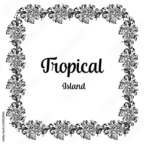 Tropical island card wth flower design vector illustration