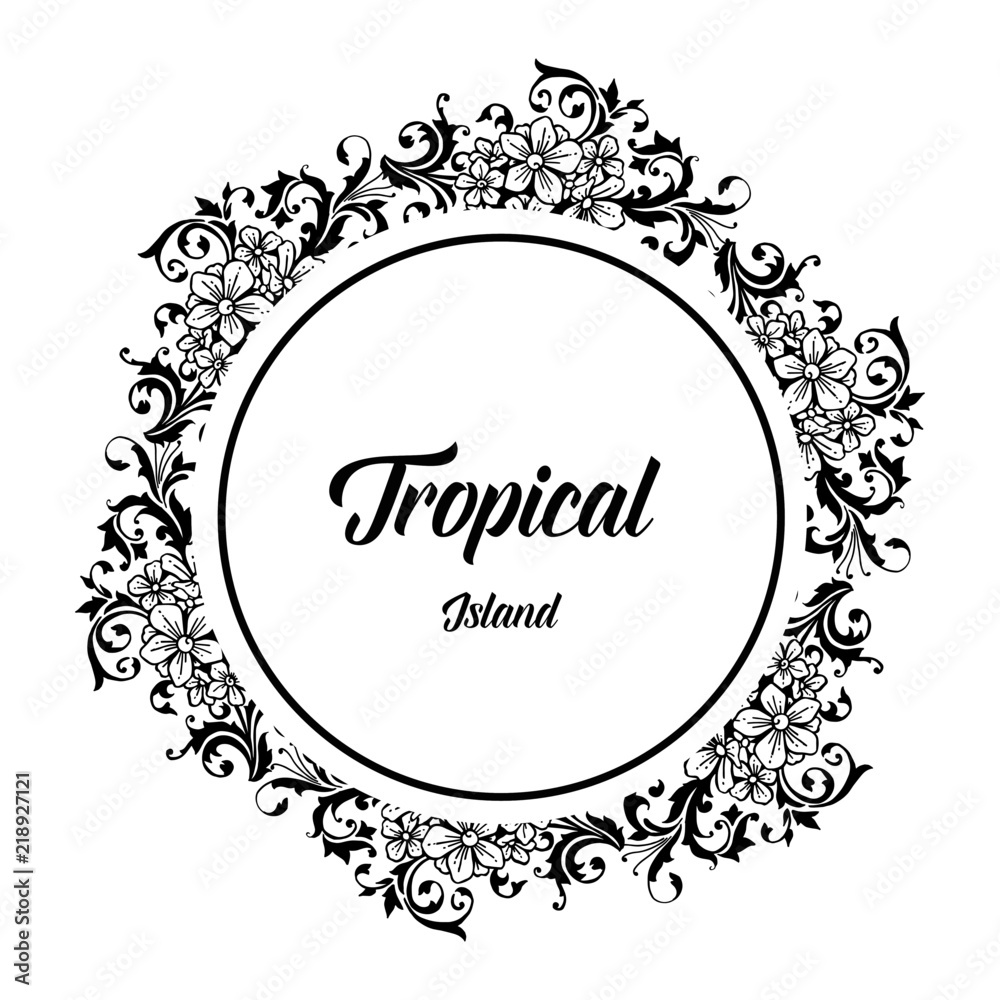 Tropical island card wth flower design vector illustration