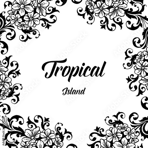 Tropical island card wth flower design vector illustration