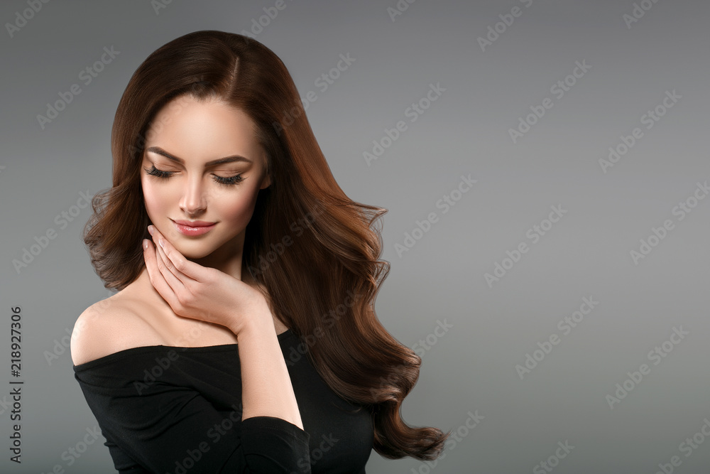 Beautiful hair woman brunette long hair beauty hairstyle female portrait healthy skin Beautiful hair woman brunette long hair beauty hairstyle female portrait healthy skin