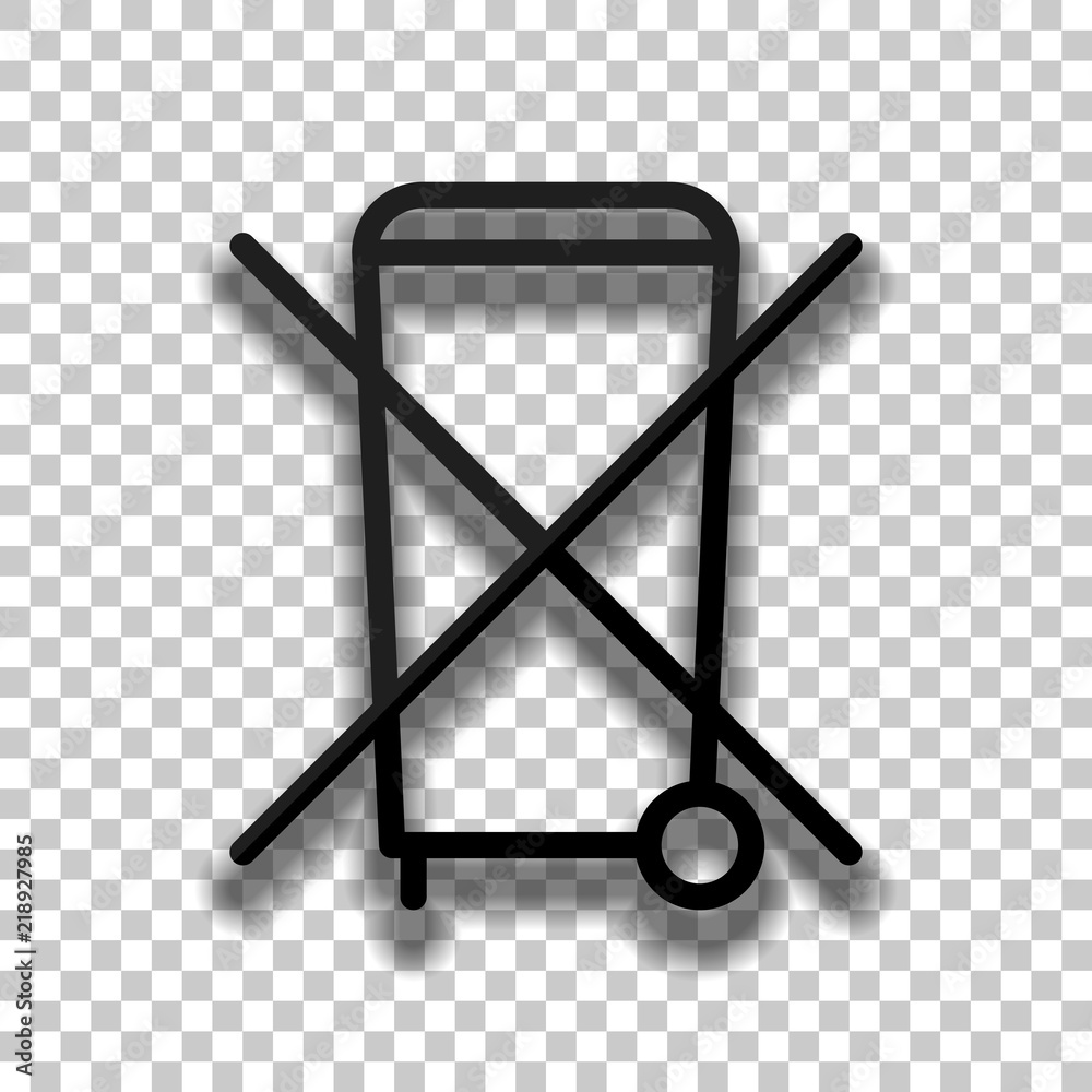 No trash bin, crossed litter. Linear icon with thin outline. Bla No trash bin, crossed litter. Linear icon with thin outline. Bla