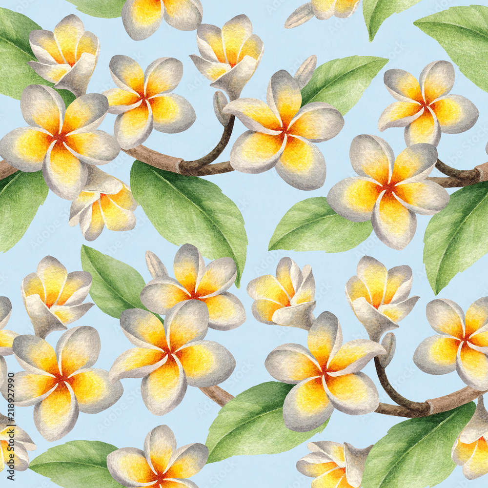 Obraz premium Watercolor seamless tropical pattern