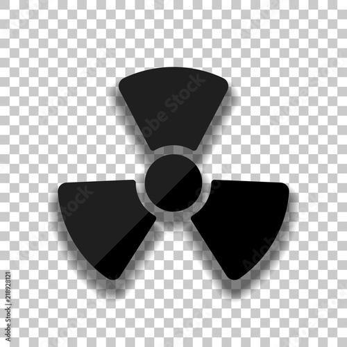 Radiation simple symbol. Radioactivity icon. Black glass icon wi