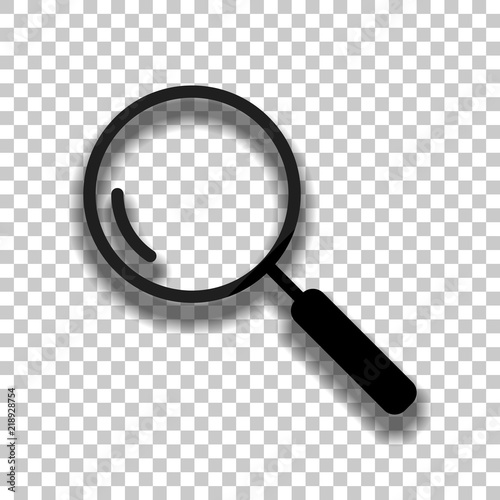 Loupe, search or magnifying. Linear icon, thin outline. Black gl