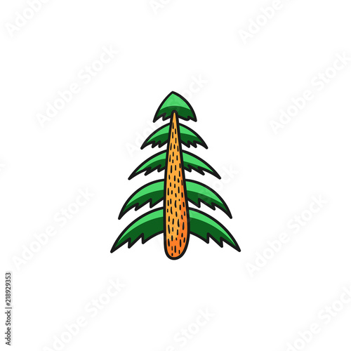 Illustration with cartoon tree