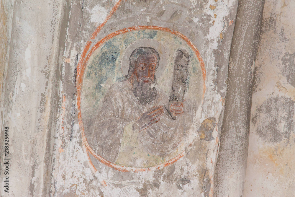 Ancient Georgian frescoes in the Kutaisi, detail from the monastery of the temple
