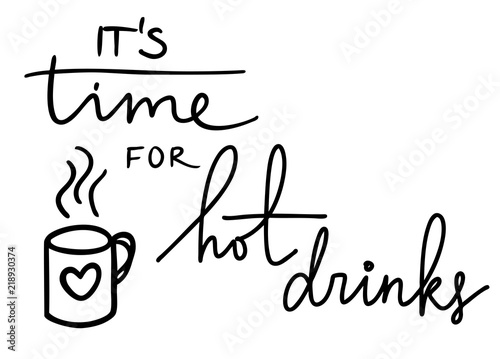 Set of handwritten autumn season inscriptions. Vector hand lettering Tome for hot drinks. Modern brush calligraphy isolated on white background.