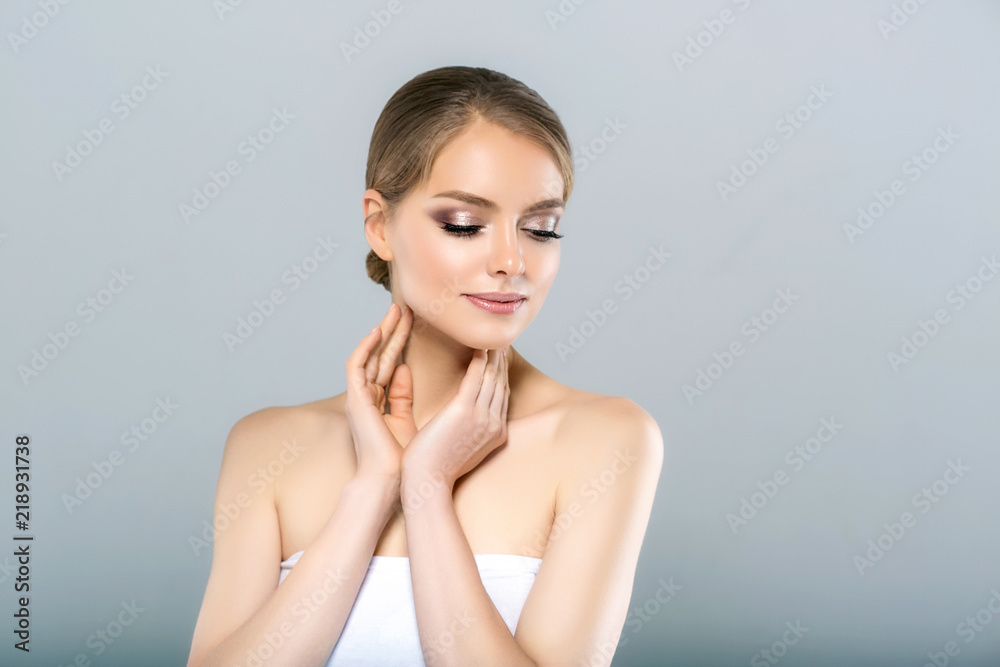 Beautiful woman cosmetic face healthy skin and hair Beautiful woman cosmetic face healthy skin and hair