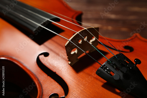 Violin on wooden table