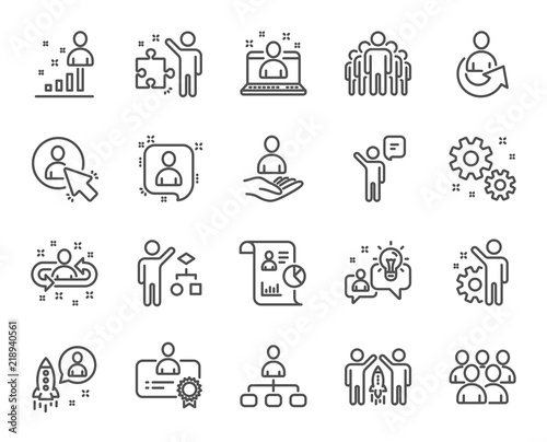 Wallpaper Mural Management line icons. Set of Business audit, Startup strategy and Employees linear icons. Business strategy, Startup and Teamwork symbols. Organization management, report and Group algorithm signs Torontodigital.ca