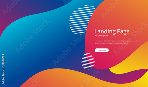 Geometric background. Fluid gradient shapes composition. Futuristic design posters. Abstract banner with spots. Landing page concept. Trendy vector.