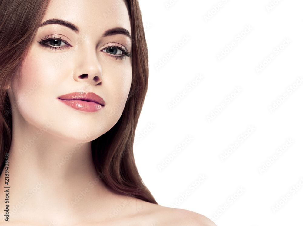 Beauty Woman face Portrait. Beautiful Spa model Girl with Perfect Fresh Clean Skin. Youth and Skin Care Concept. Beauty Woman face Portrait. Beautiful Spa model Girl with Perfect Fresh Clean Skin. Youth and Skin Care Concept.