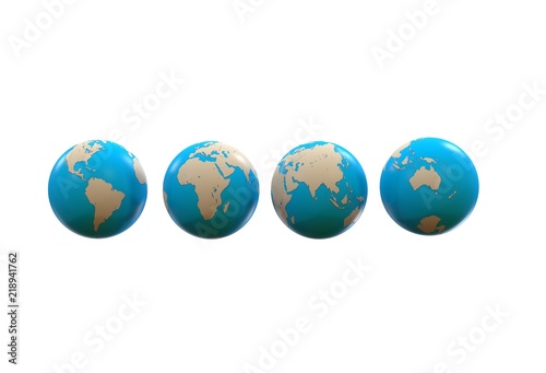 Different sides of planet earth  3d illustration