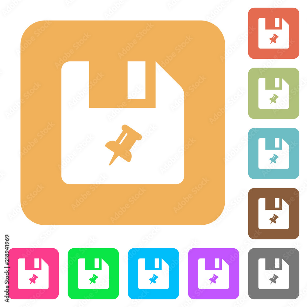 Pin file rounded square flat icons