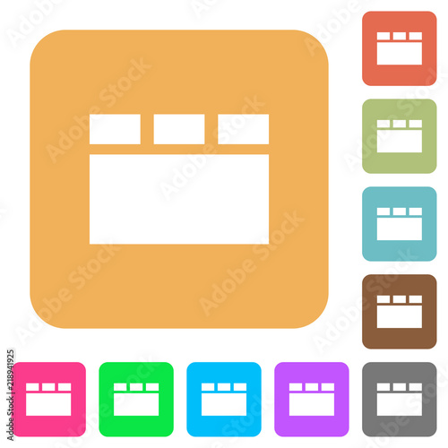 Horizontal tabbed layout rounded square flat icons