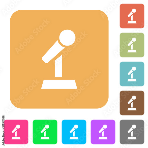 Microphone with stand rounded square flat icons