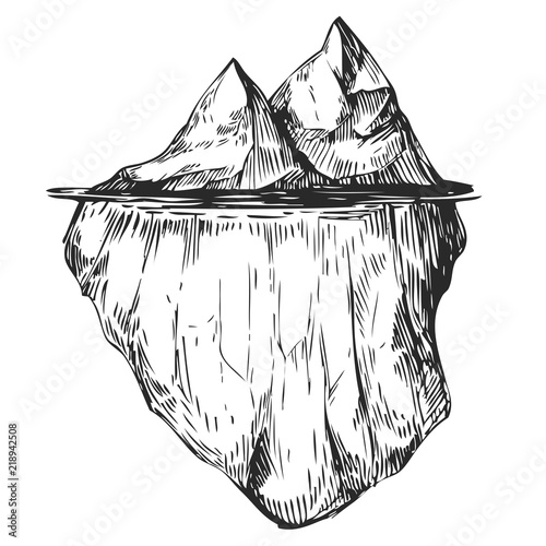 Arctic landscape. Iceberg. Hand drawn illustration converted to vector