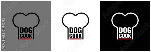 Dog cook. Logo for street food, barbecue. Vector illustration