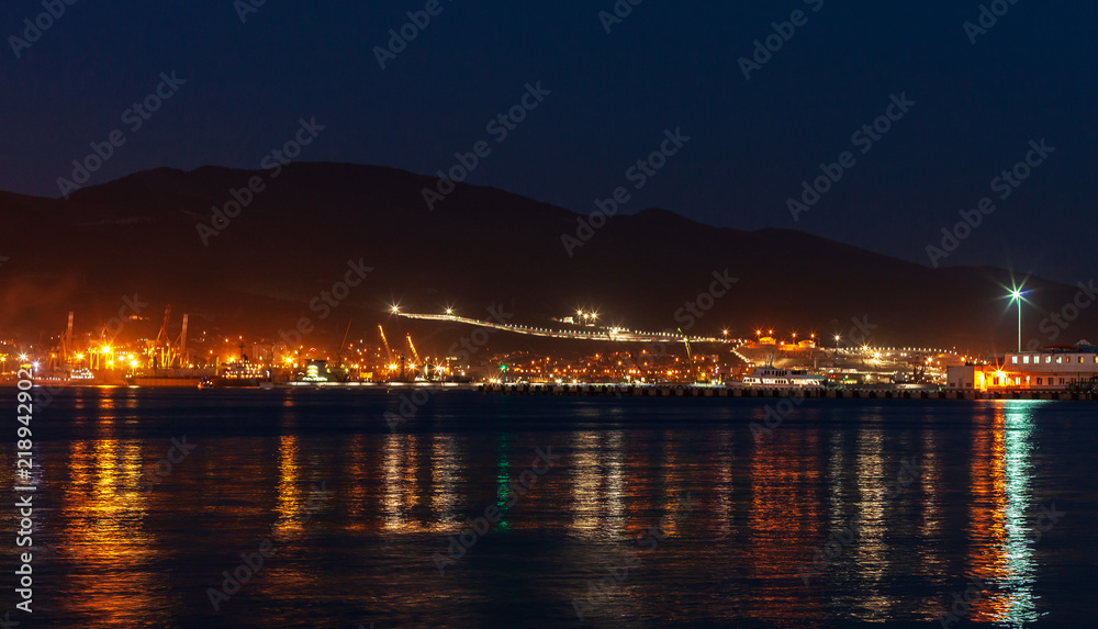 sea port lights at night