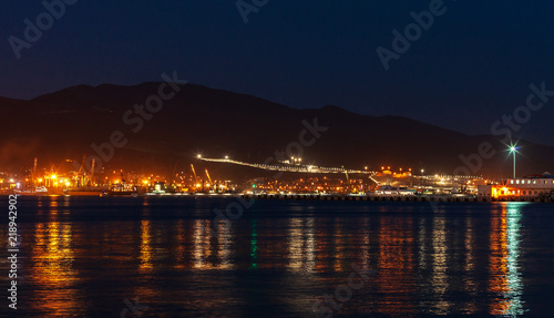 sea port lights at night